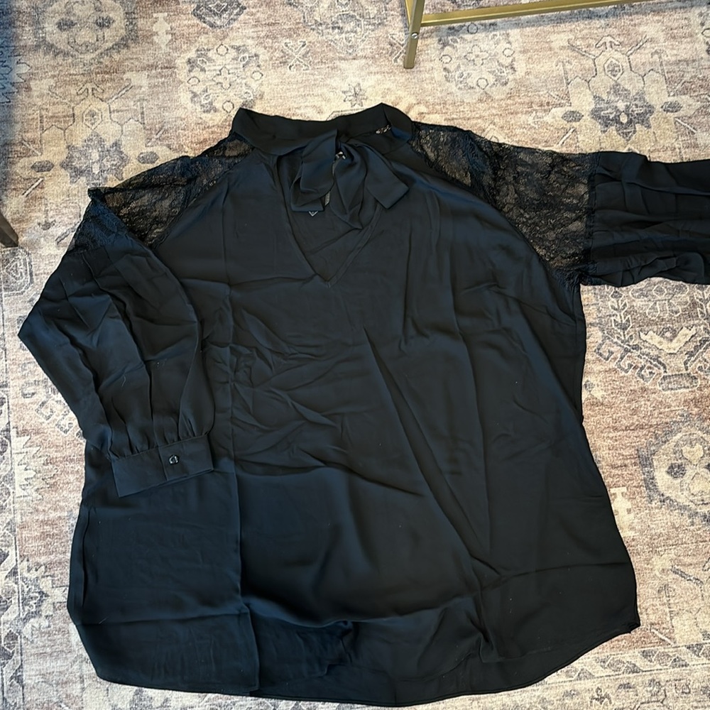 City Chic Lacey Tie Neck Top